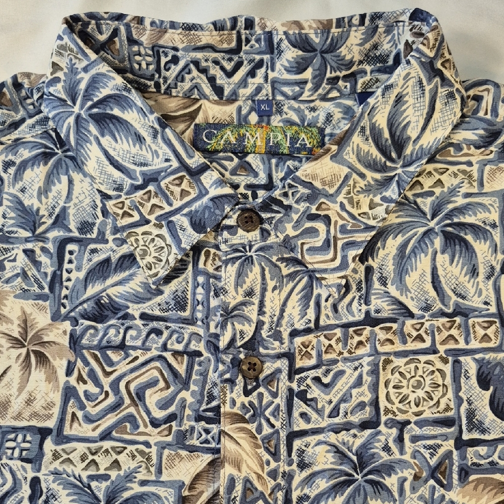 Campia Short Sleeve Blue and Brown Patterned Men's Polo Shirt. RN13185